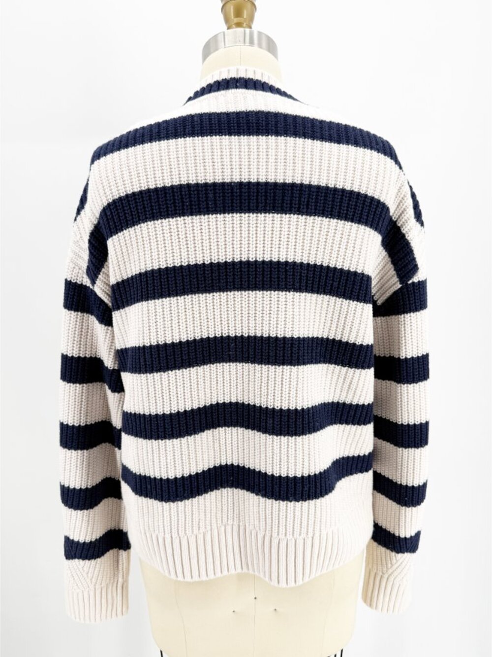 & Other Stories Wool Blend Navy & White Striped V‑Neck Cardigan S - Picture 4 of 12
